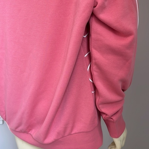 ADIDAS Women’s Giant Logo Hoodie Graphic Sweatshirt Pink White M - Picture 8 of 16